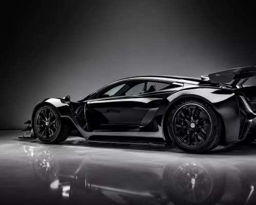 The Czinger 21C hypercar showcasing its jet-fighter inspired aerodynamic design and 3D-printed chassis components